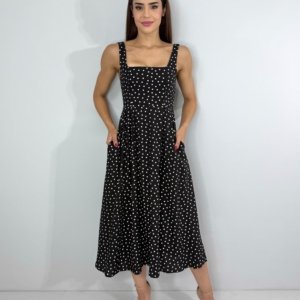 Vestido Samanta - Poá Fundo Preto - Image 1