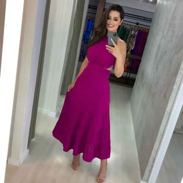 Vestido Estefane - Fúcsia