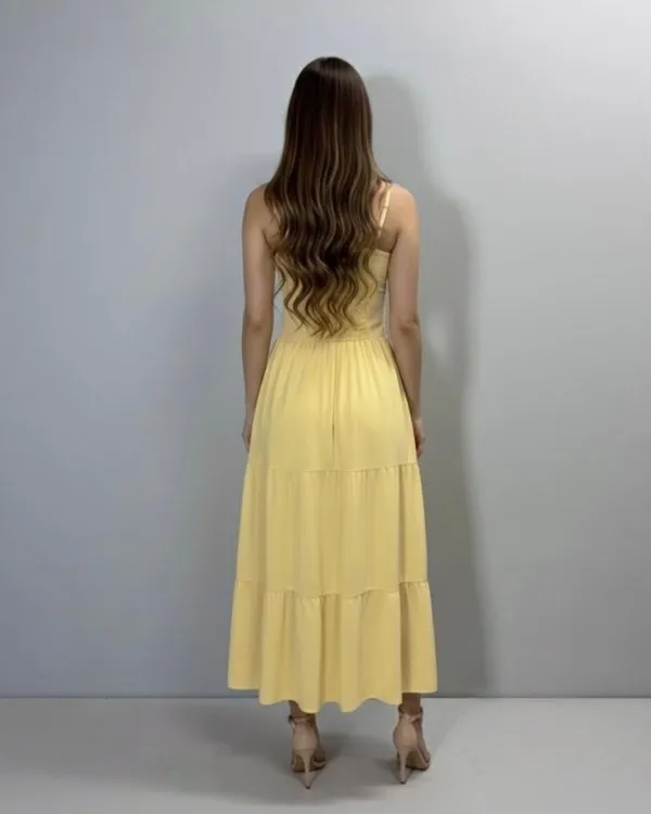 Vestido Jéssica Midi - Amarelo Claro