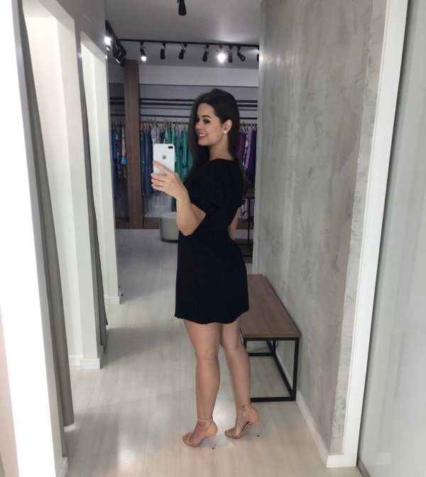 Vestido Érica Manga Princesa - Preto