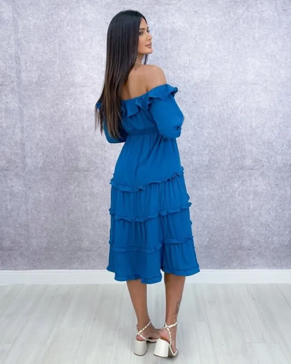 Vestido Angélica - Azul Petróleo