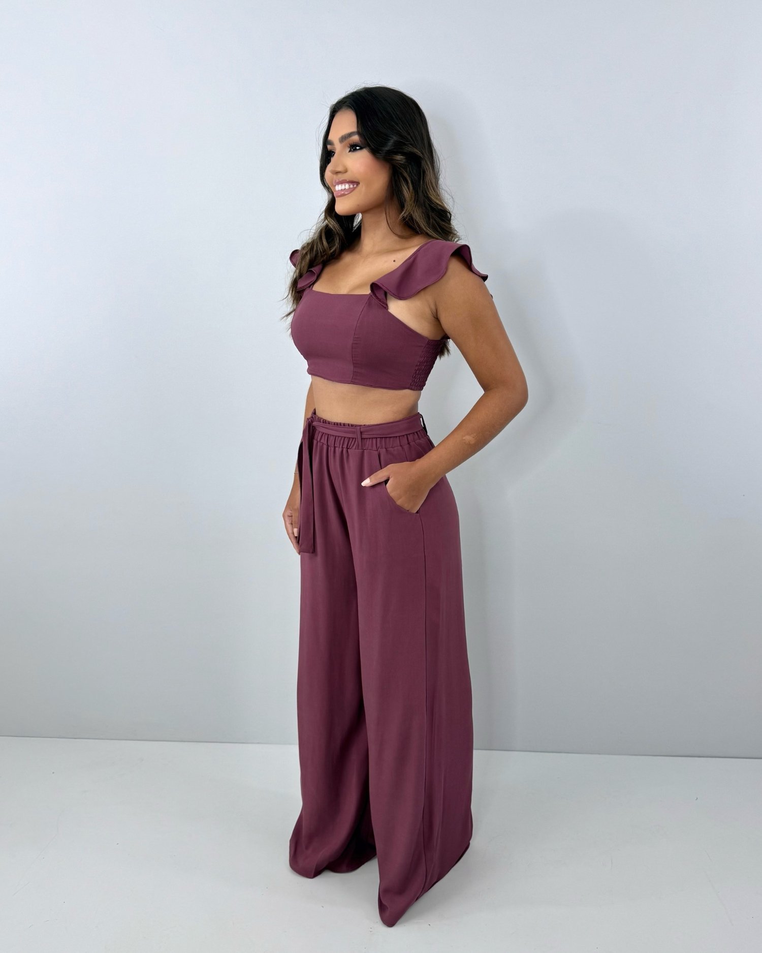 Conjunto Pantalona Samira - Marrom - Image 3