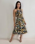 Vestido Isadora – Floral Colorido Fundo Preto
