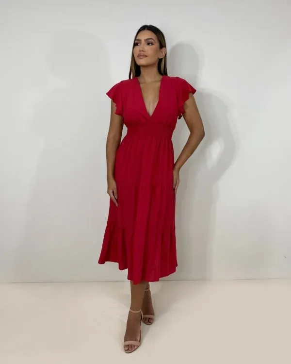 Vestido Laís Midi - Vermelho