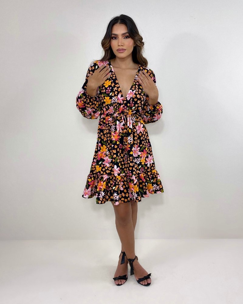 Vestido Lavínia - Primavera Fundo Preto - Image 3