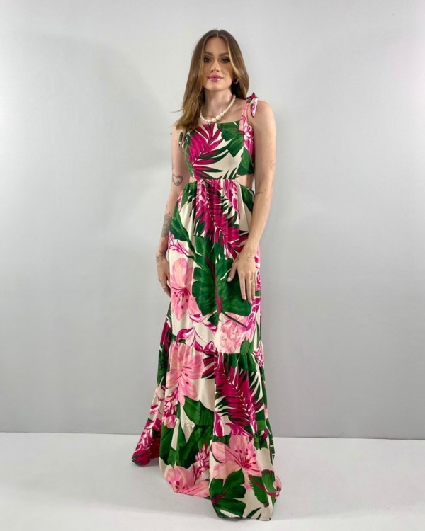 Vestido Pérola - Floral Fundo Bege