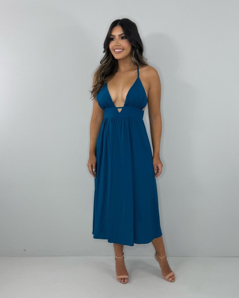 Vestido Heloína - Azul Petróleo