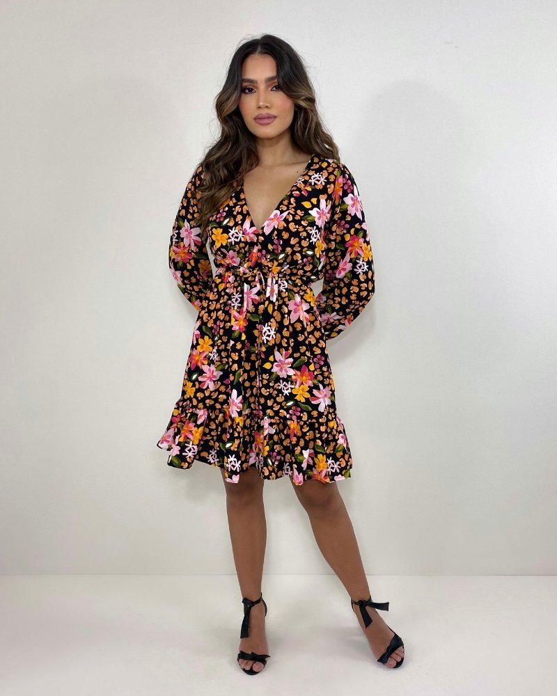 Vestido Lavínia - Primavera Fundo Preto - Image 6