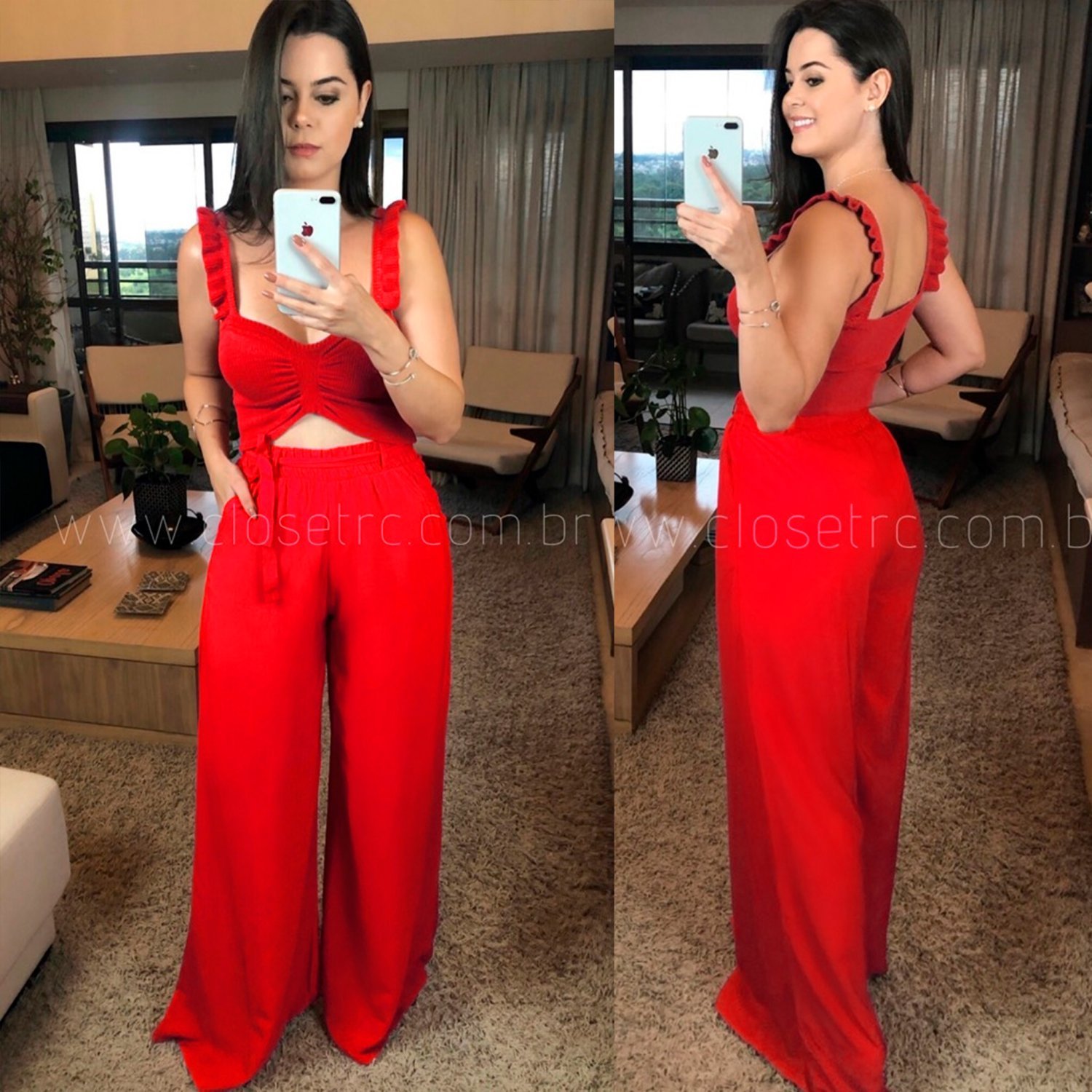 Calça Pantalona - Vermelho - Image 1