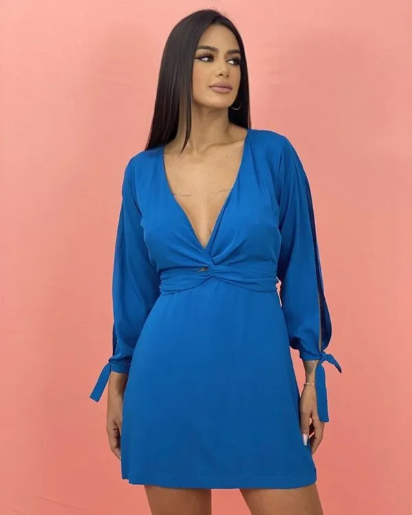 Vestido Marília - Azul Petróleo