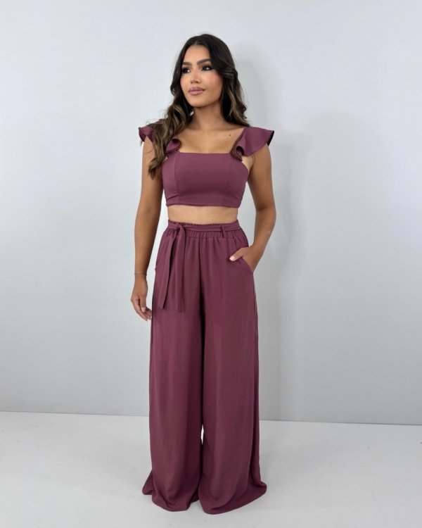 Conjunto Pantalona Samira - Marrom