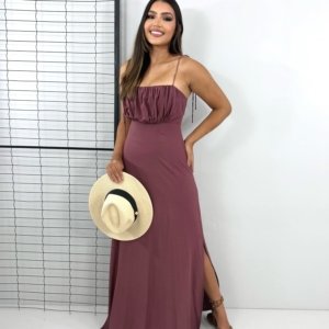 Vestido Drica Longo - Marrom - Image 3