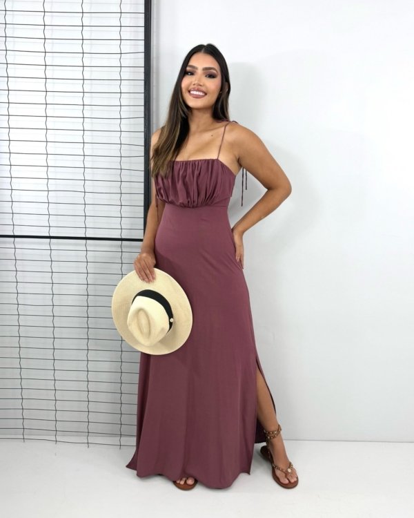 Vestido Drica Longo - Marrom