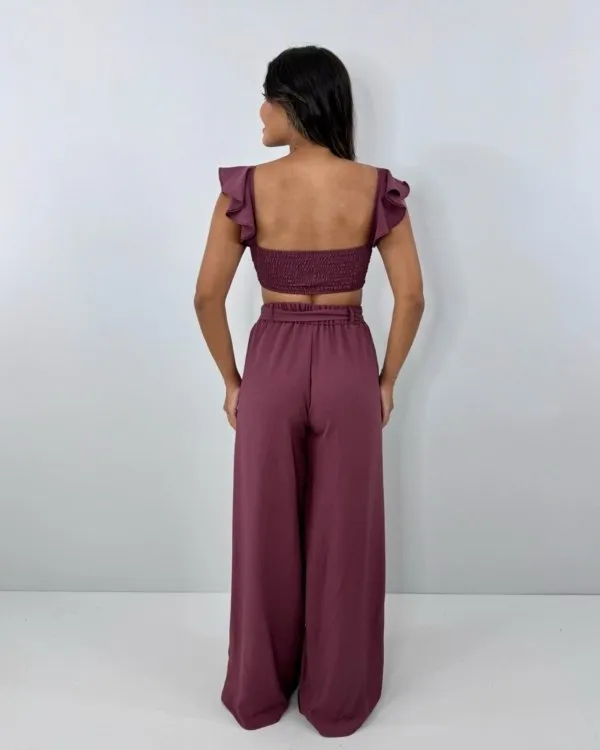 Conjunto Pantalona Samira - Marrom
