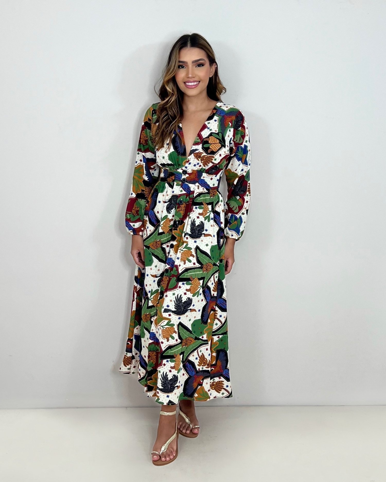 Vestido Clara - Estampa Tropicália - Imagem 1