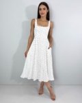 Vestido Samanta – Poá Fundo Branco
