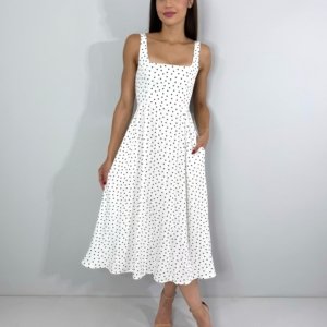 Vestido Samanta - Poá Fundo Branco - Image 1