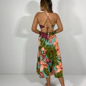 Vestido Chiara - Floral Fundo Azul Turquesa - Image 2