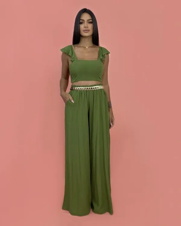 Conjunto Pantalona Samira - Folhagem