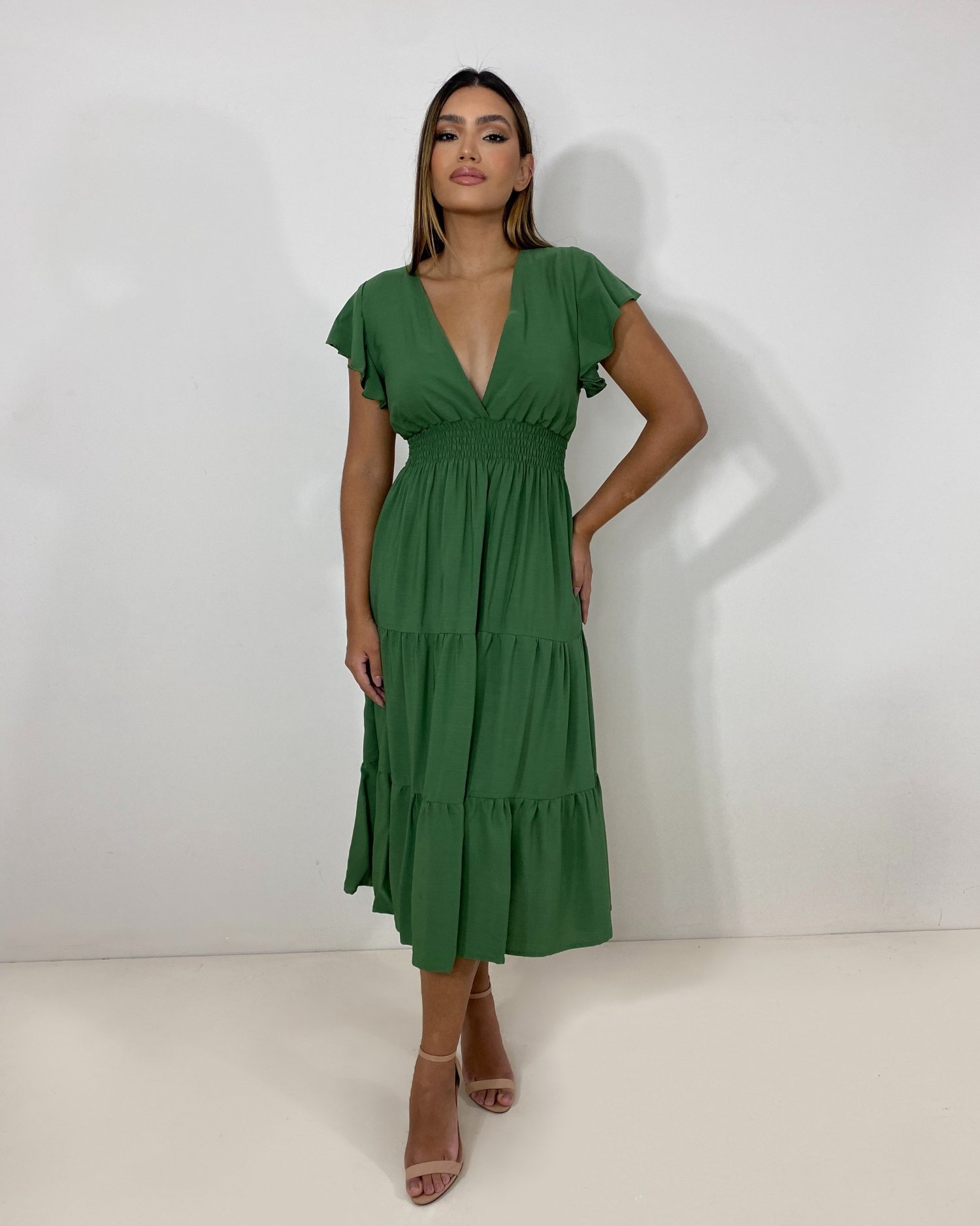 Vestido Laís Midi - Verde Militar - Image 1